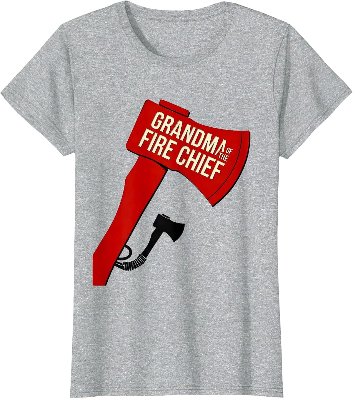 Grandma Of The Fire Chief Stencil Firefighter Birthday Party T-Shirt - Heather Grey