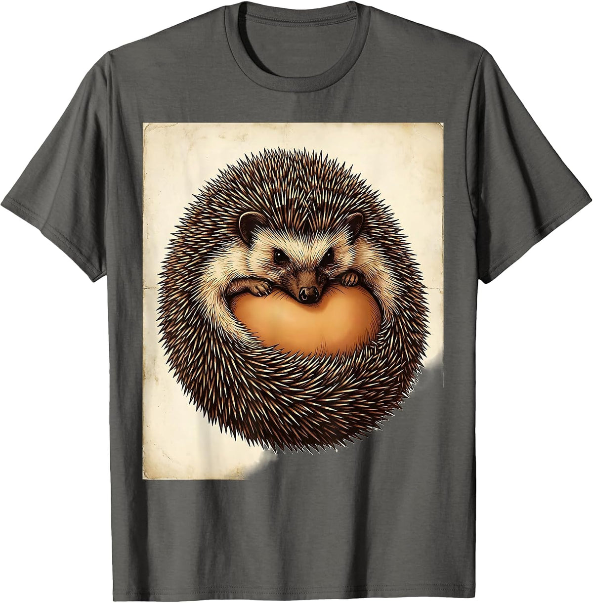 Men's Cute Hedgehog Vintage Hedgehog Lover Humor T-Shirt - Asphalt Grey