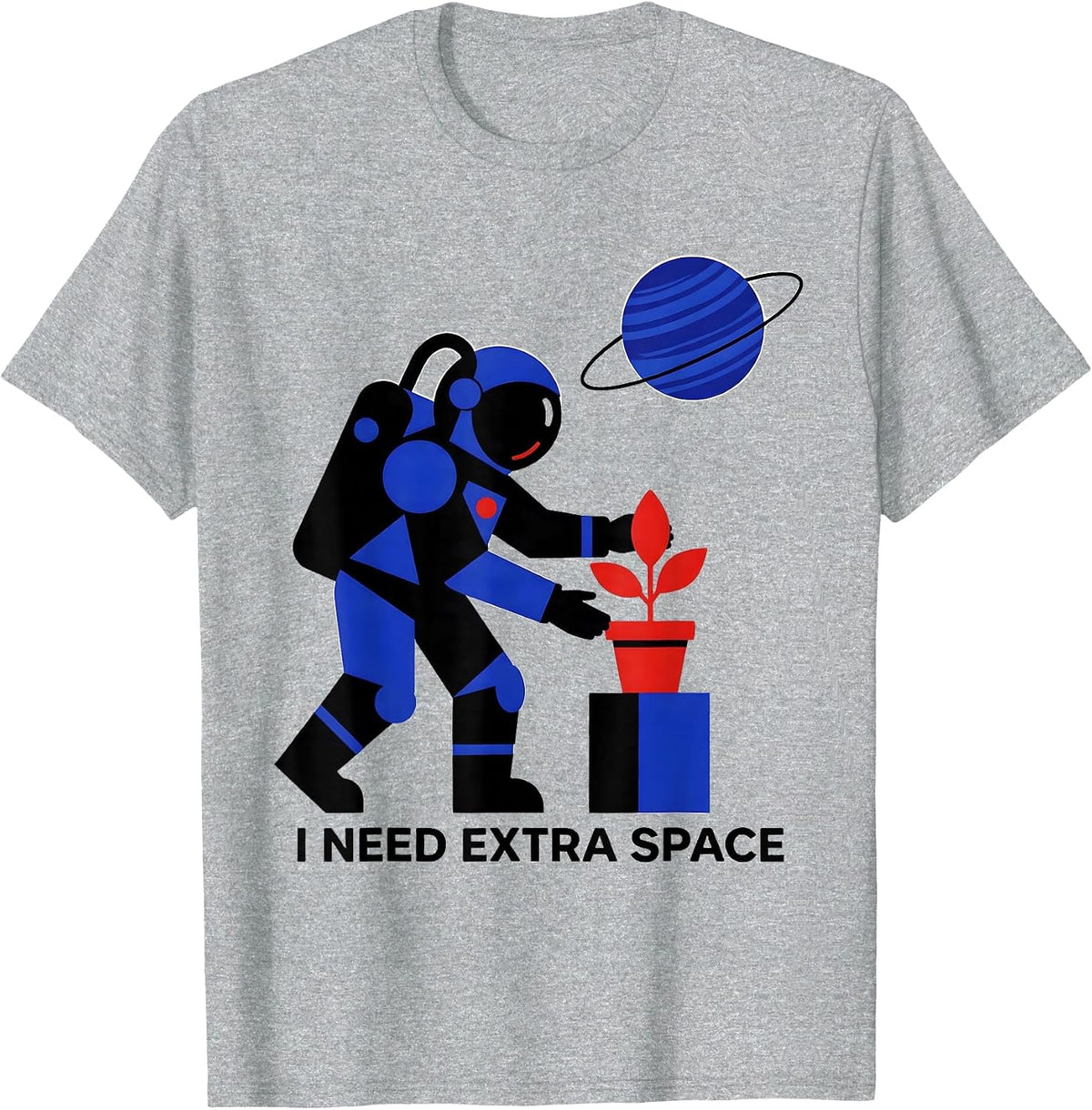 Men's I Need Extra Space Funny Astronaut Space Lover Retro Humor T-Shirt - Heather Grey