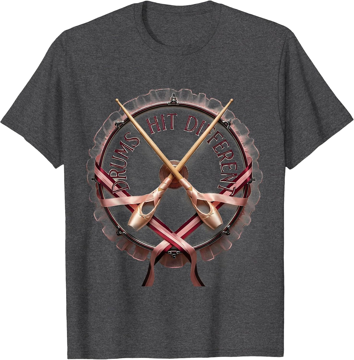 Drums Hit Different Drummer Music Design T-Shirt - Dark Heather Grey