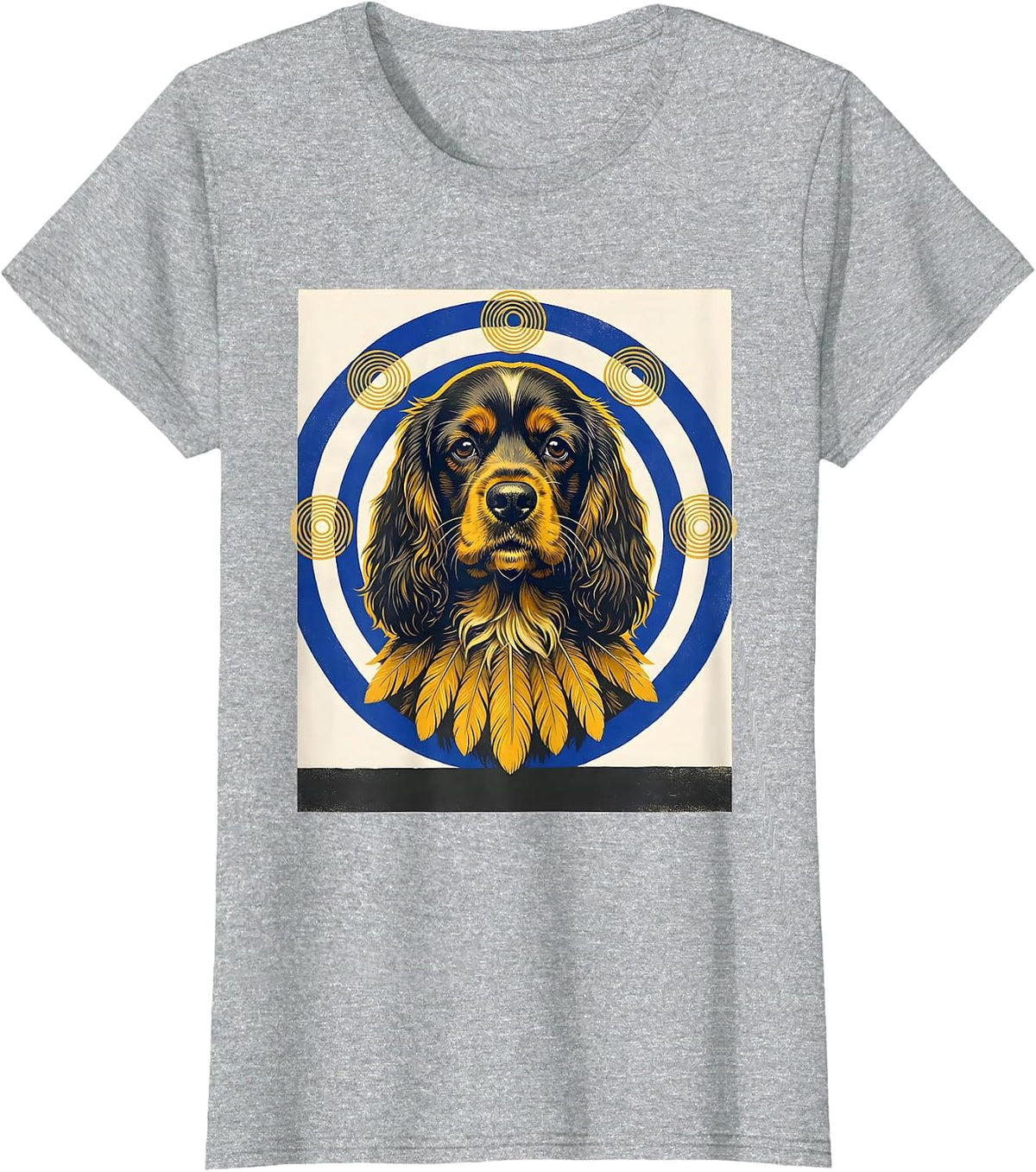 Cocker Spaniel Van Gogh Style Starry Night Portrait T-Shirt - Heather Grey