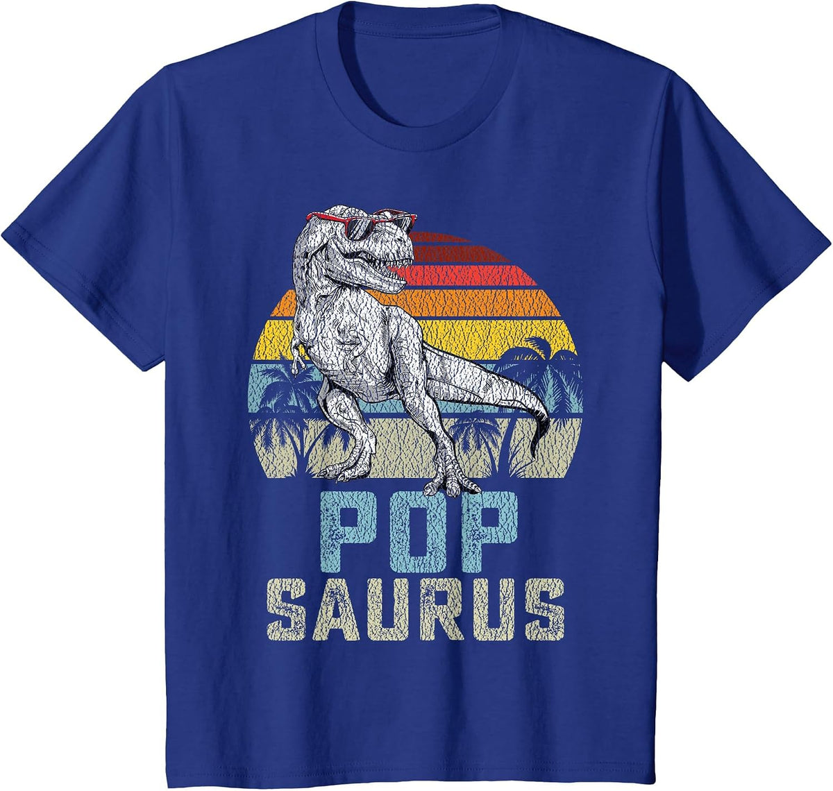 Popsaurus T Rex Dinosaur Pop Saurus Family Matching T-Shirt - Royal Blue
