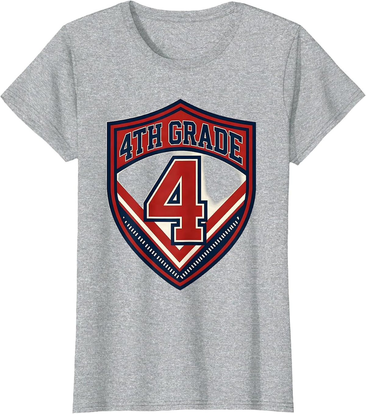 Women's 4th Grade Typography Team Fourth Grade Teacher Back T-Shirt - Heather Grey