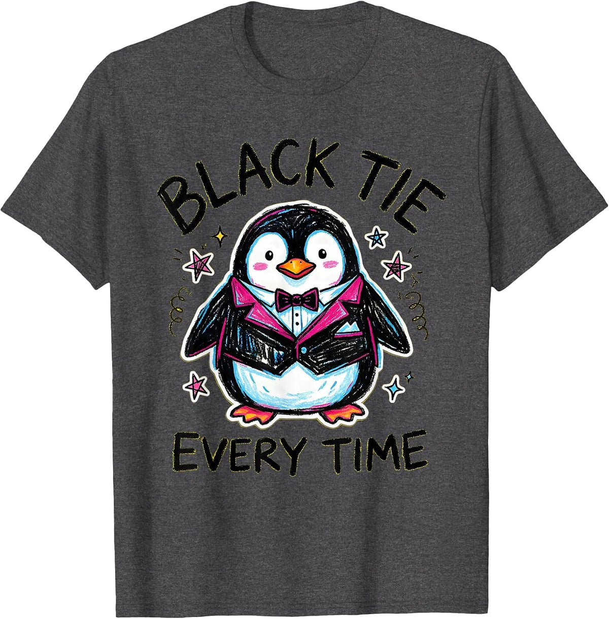 Men's Black Tie Every Time Tuxedo Formal Style Design T-Shirt - Dark Heather Grey
