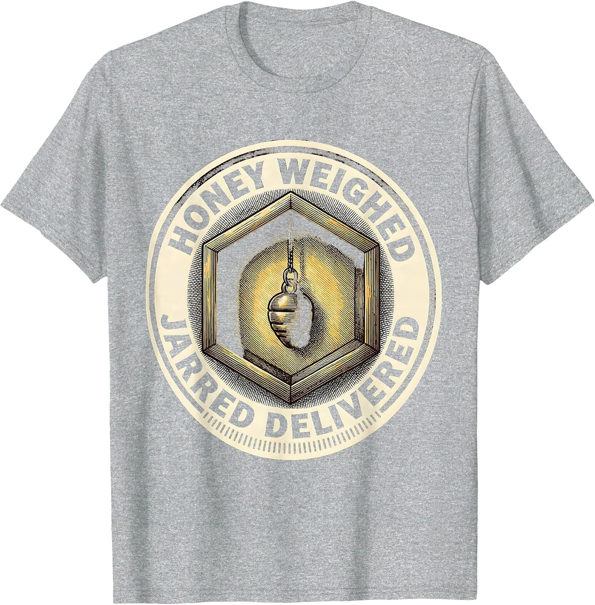 Men's Honey Weighed Jarred Delivered Funny Beekeeper Beekeeping T-Shirt - Heather Grey