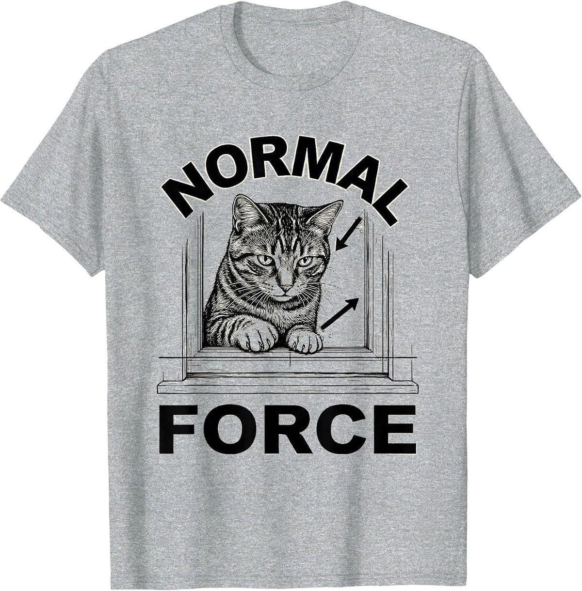 Men's Normal Force Funny Cat Physics Science Teacher Gift T-Shirt - Heather Grey