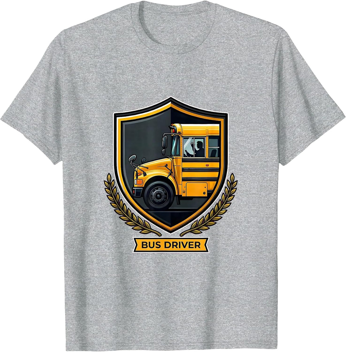 Men's Shield Bus Driver Appreciation School Bus Driver Gift T-Shirt - Heather Grey
