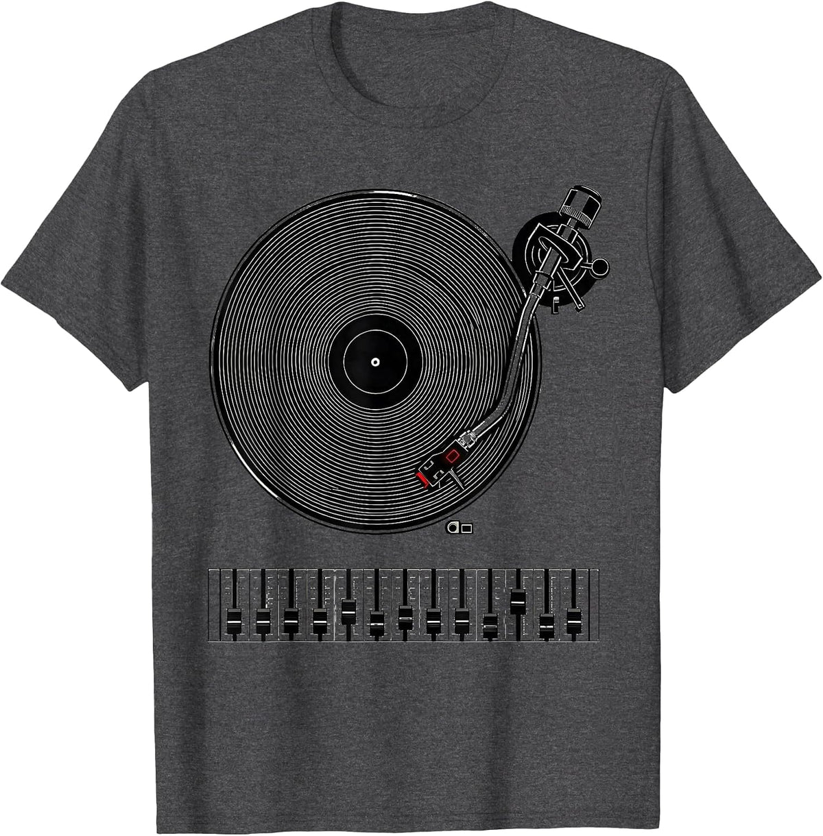 Turntable Platter DJ Nostalgia 90s Hip Hop T-Shirt - Dark Heather Grey
