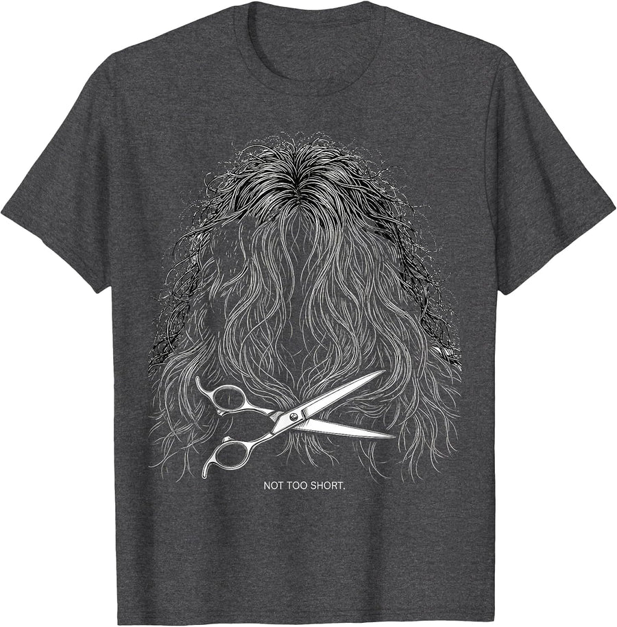 Men's Not Too Short Funny Hairdresser Barber Gift Christmas T-Shirt - Dark Heather Grey