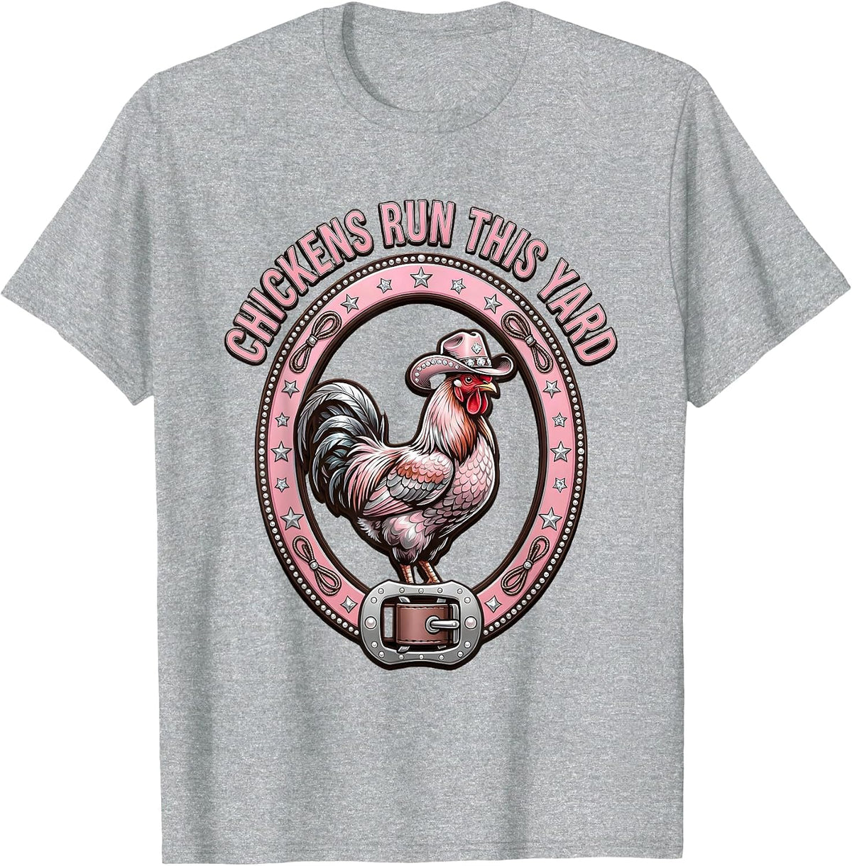 Men's Chickens Run This Yard Funny Chicken Design T-Shirt - Heather Grey
