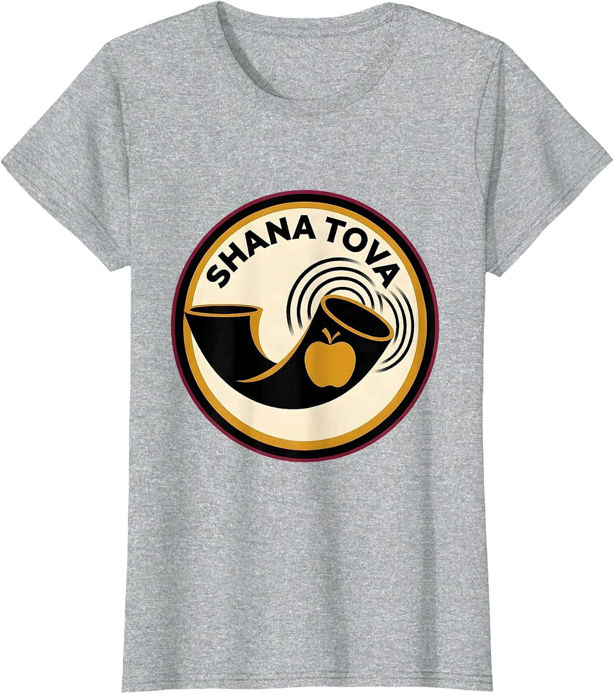 Women's Shana Tova Geometric Jewish New Year Apple Honey Shofar T-Shirt - Heather Grey