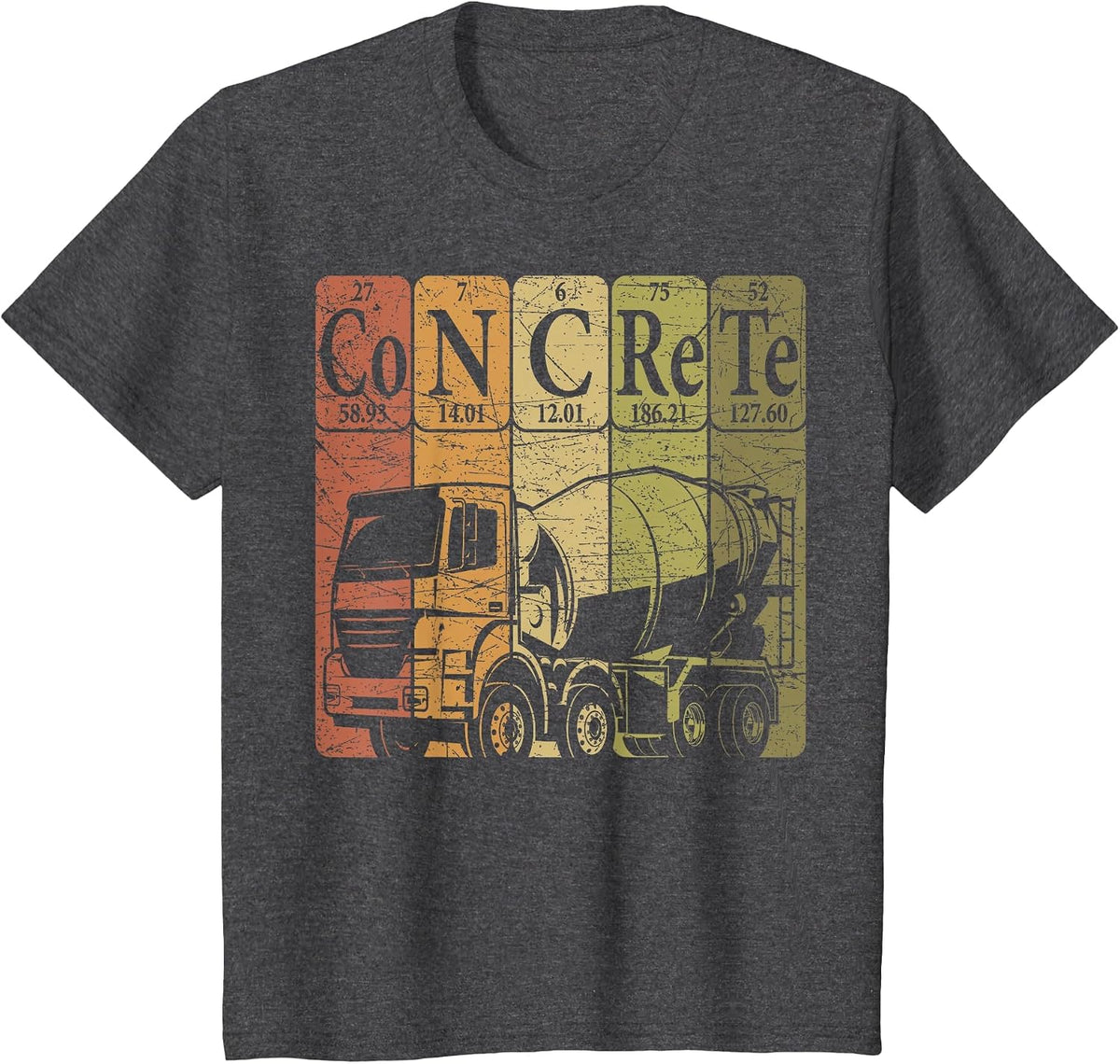 Concrete Periodic Table Elements Construction Worker Cement T-Shirt - Dark Heather Grey