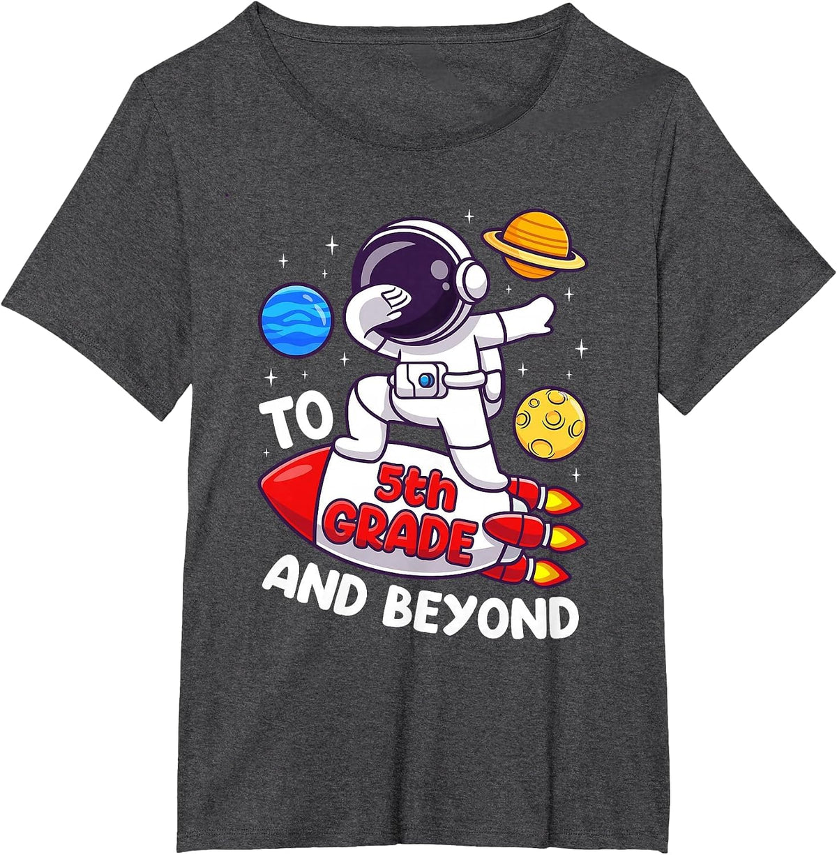 Back to Fifth Grade and Beyond-Funny First Day of School T-Shirt - Dark Heather Grey