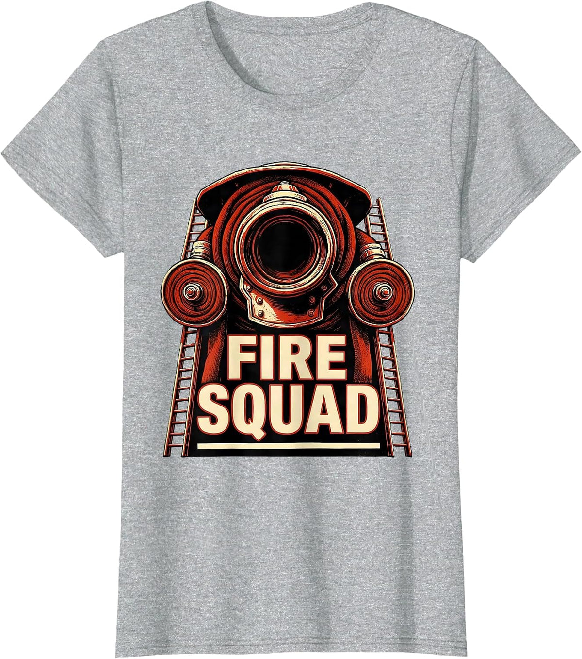 Women's FIRE SQUAD Screenprint Firefighter Pride Fire Department T-Shirt - Heather Grey