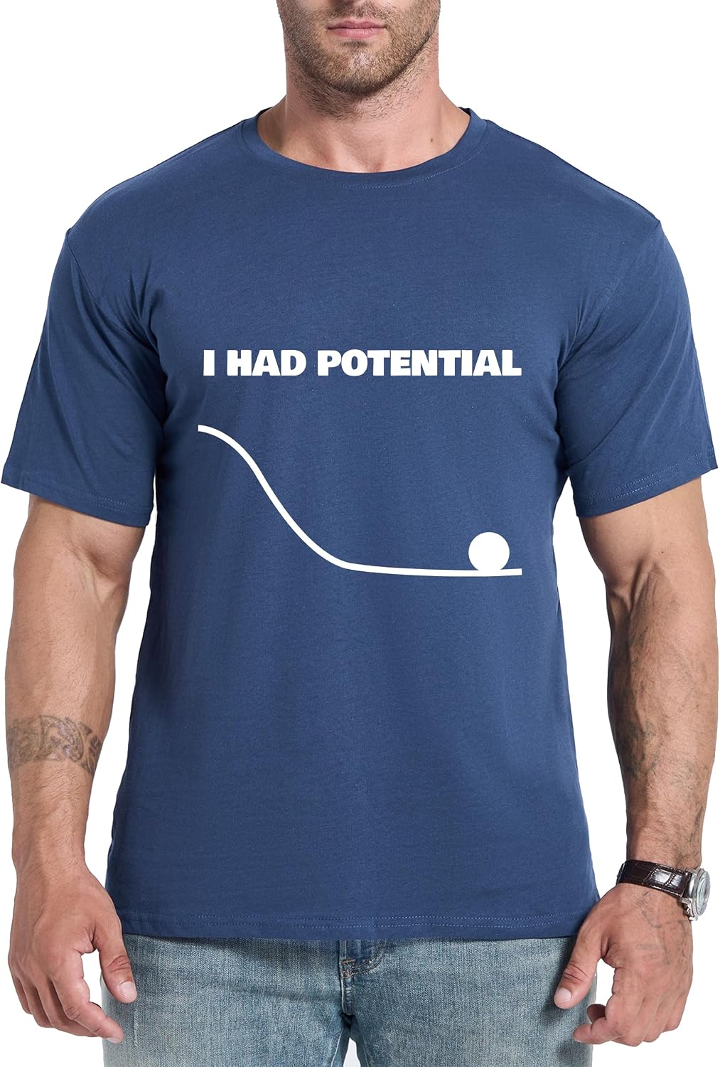 I Had Potential Funny Science T‑Shirt for Men Women – Geek Physics Humor Graphic Tee, Unisex Nerd Gift Top - Navy