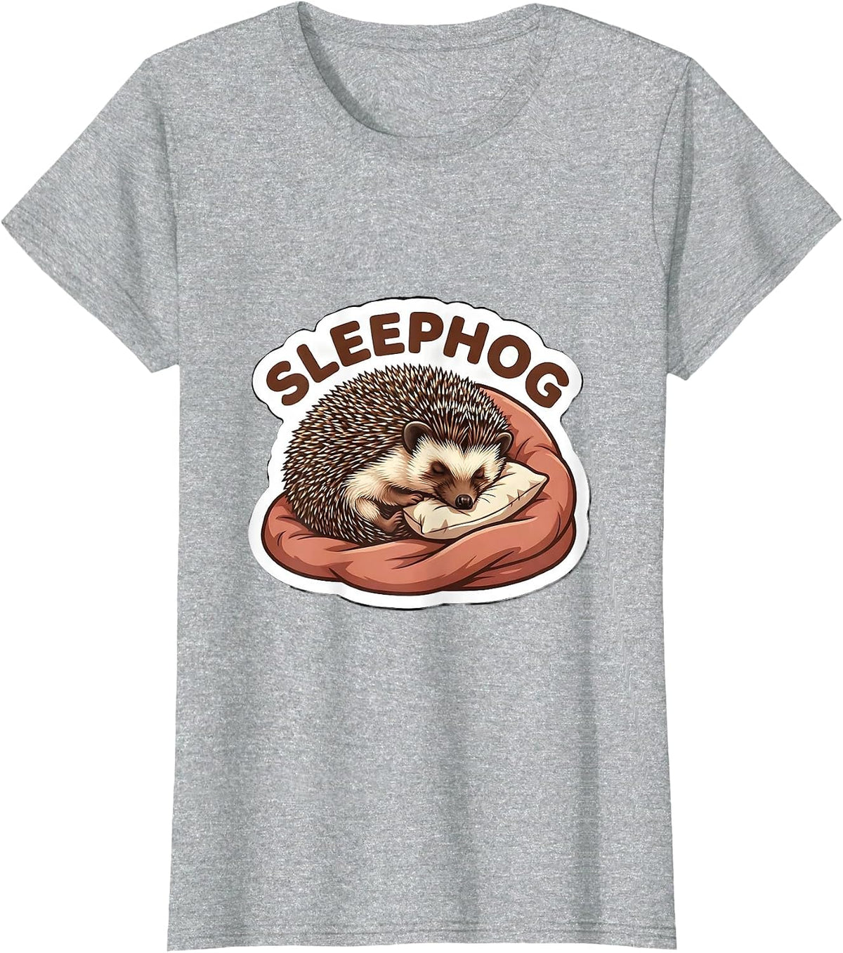 Sleephog Cute Sleeping Hedgehog Animal Lover Humor T-Shirt - Heather Grey
