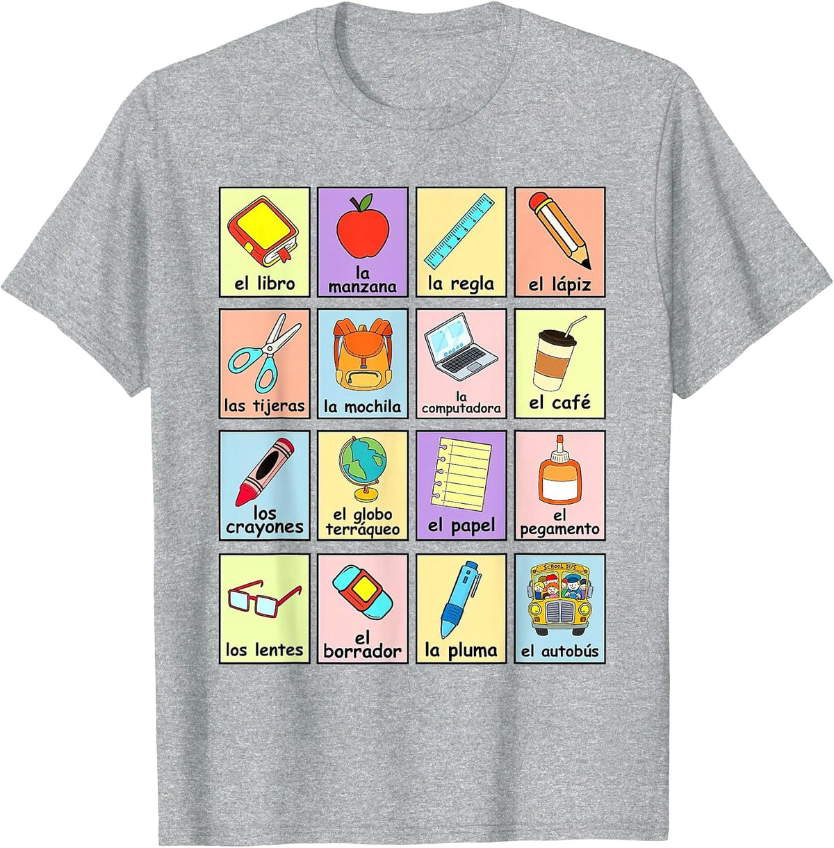 Dual Language Crew Bilingual Spanish Teacher Back to School T-Shirt - Heather Grey