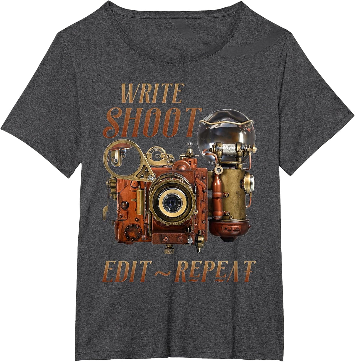 Write Shoot Edit Repeat Steampunk Flash Filmmaker T-Shirt - Dark Heather Grey