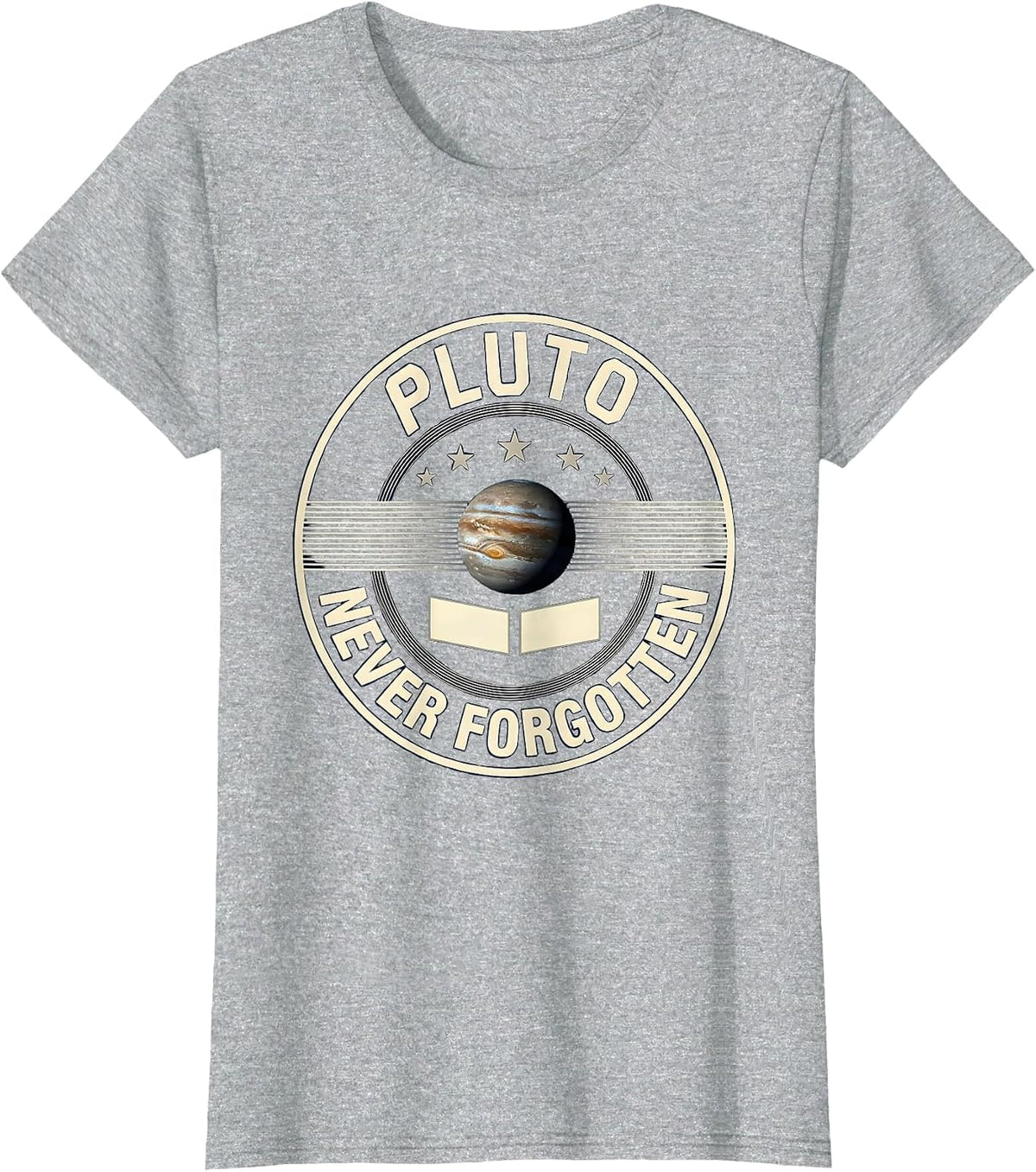 Pluto Never Forgotten Funny Astronomy Science Fan Retro T-Shirt - Heather Grey