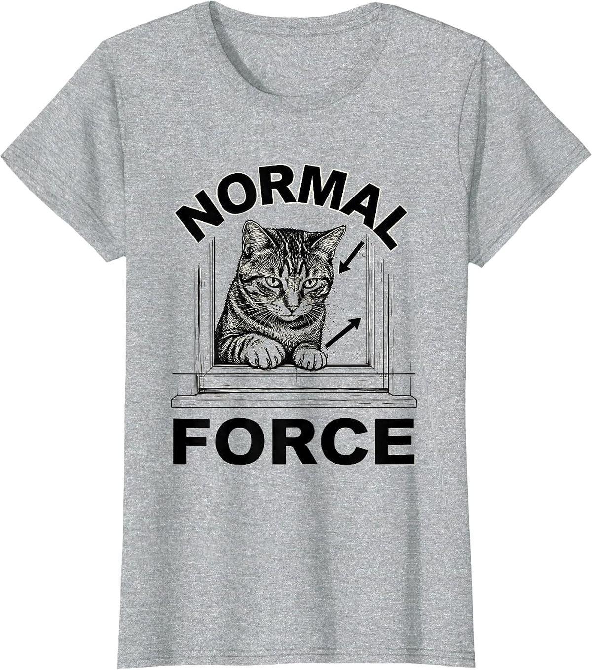 Women's Normal Force Funny Cat Physics Science Teacher Gift T-Shirt - Heather Grey