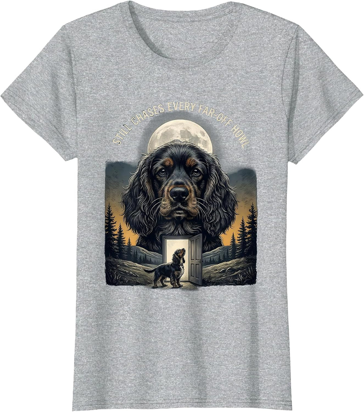 Still Chases Every Far-Off Howl Vintage Cocker Spaniel Breed T-Shirt - Heather Grey