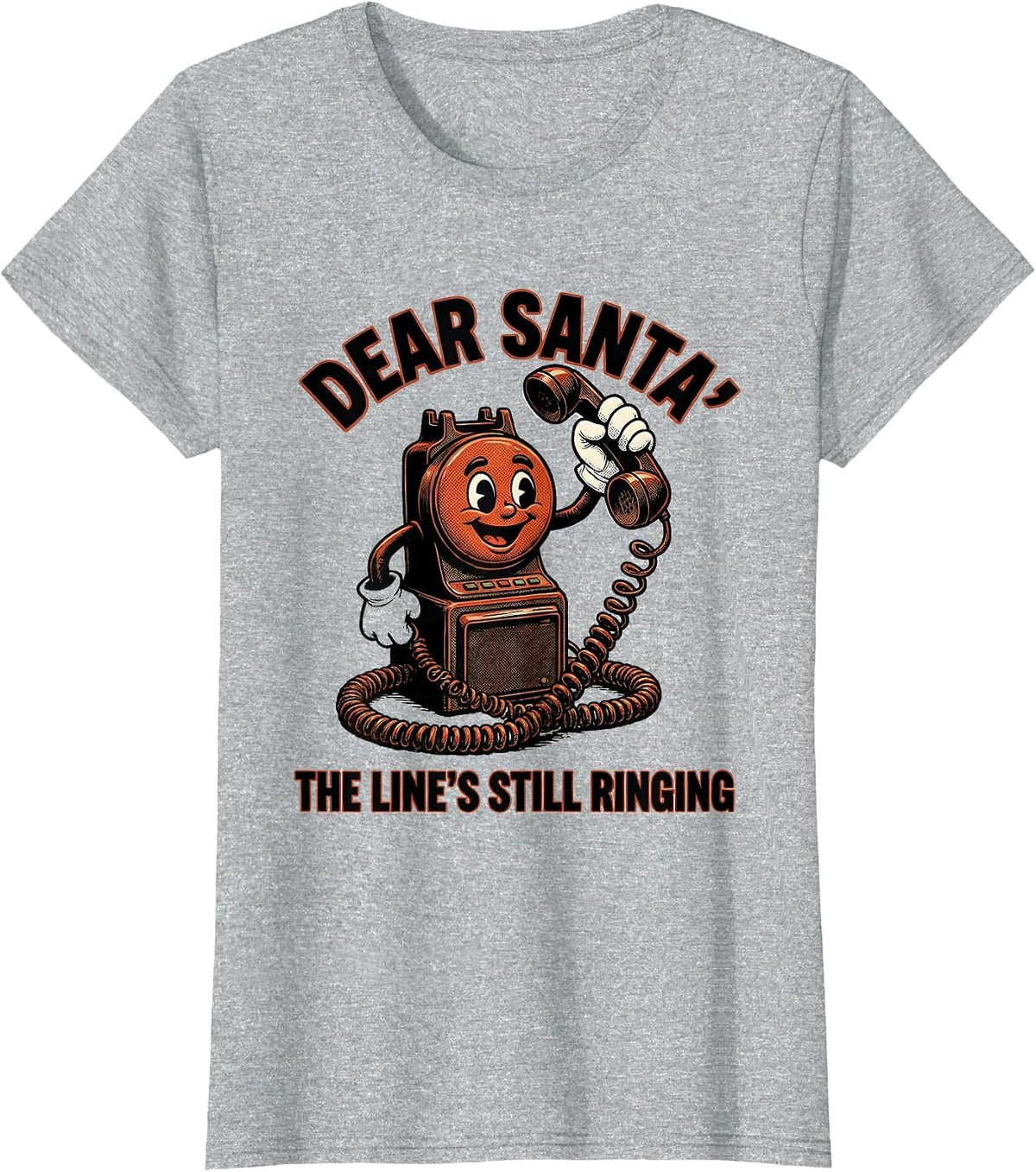 Dear Santa, The Line's Still Ringing Funny 911 Dispatcher T-Shirt - Heather Grey
