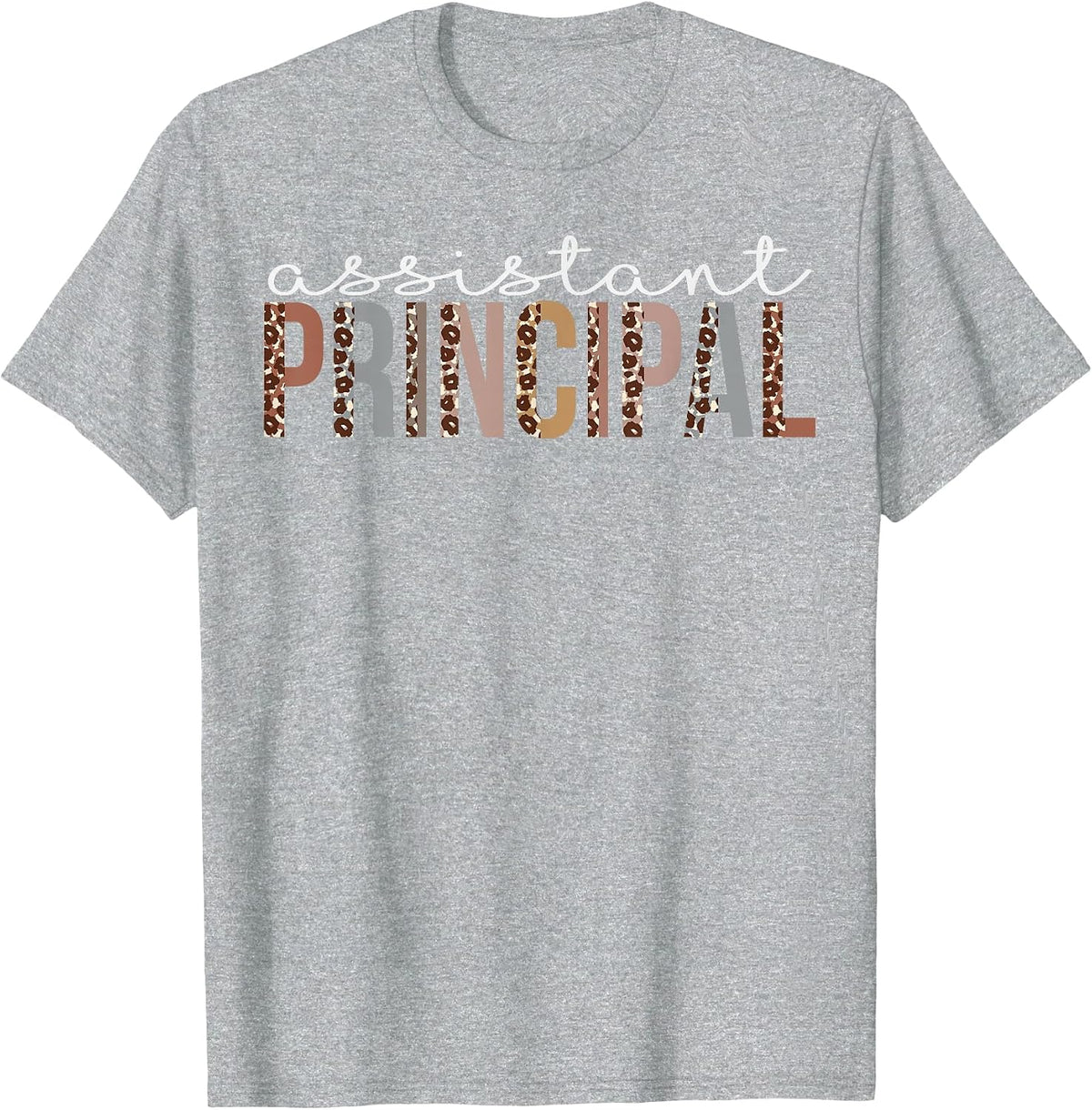 Assistant Principal Leopard Appreciation for Women for Work T-Shirt - Heather Grey