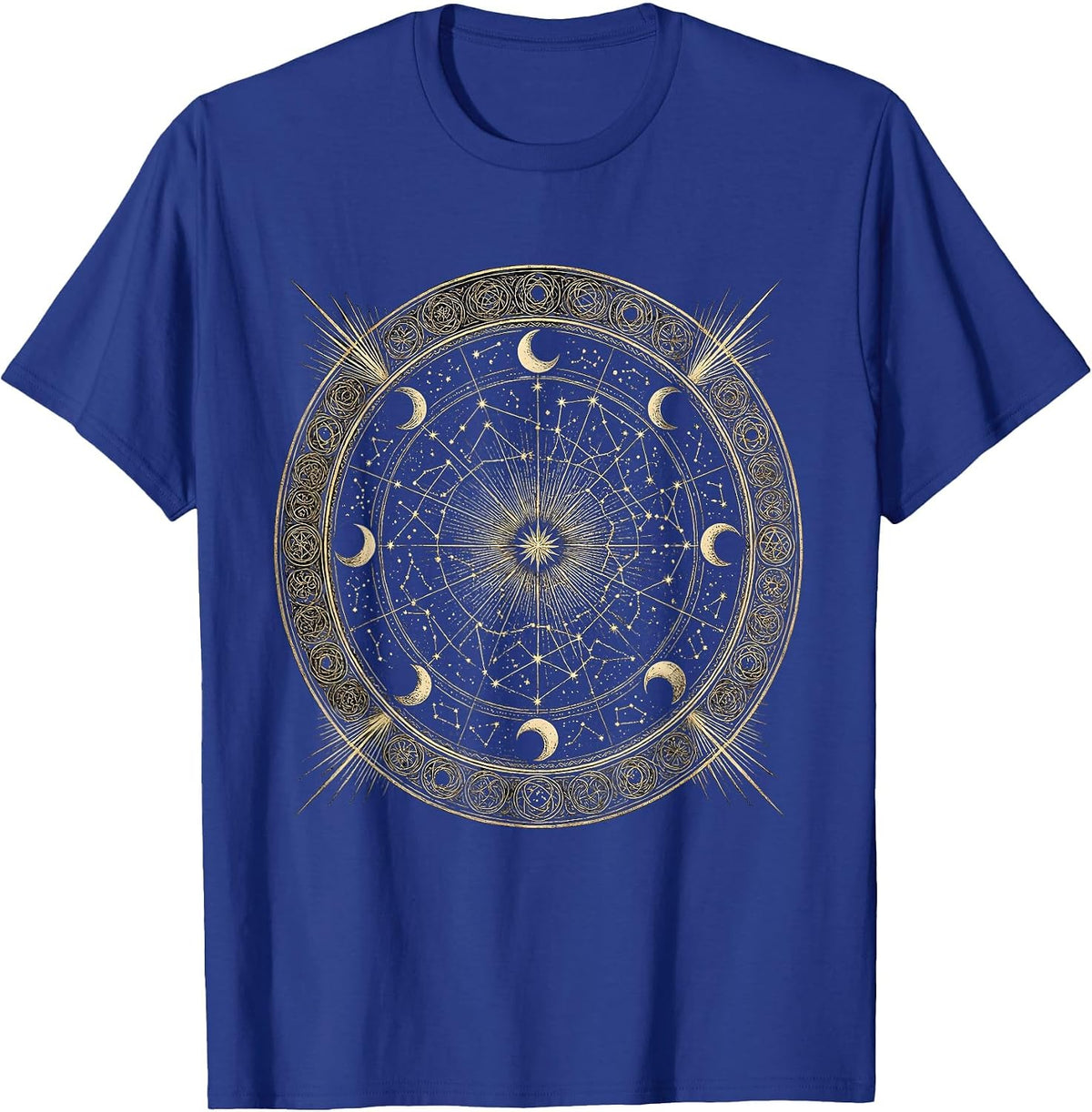 Men's Constellation Map Vintage Parchment Star Chart T-Shirt - Royal Blue