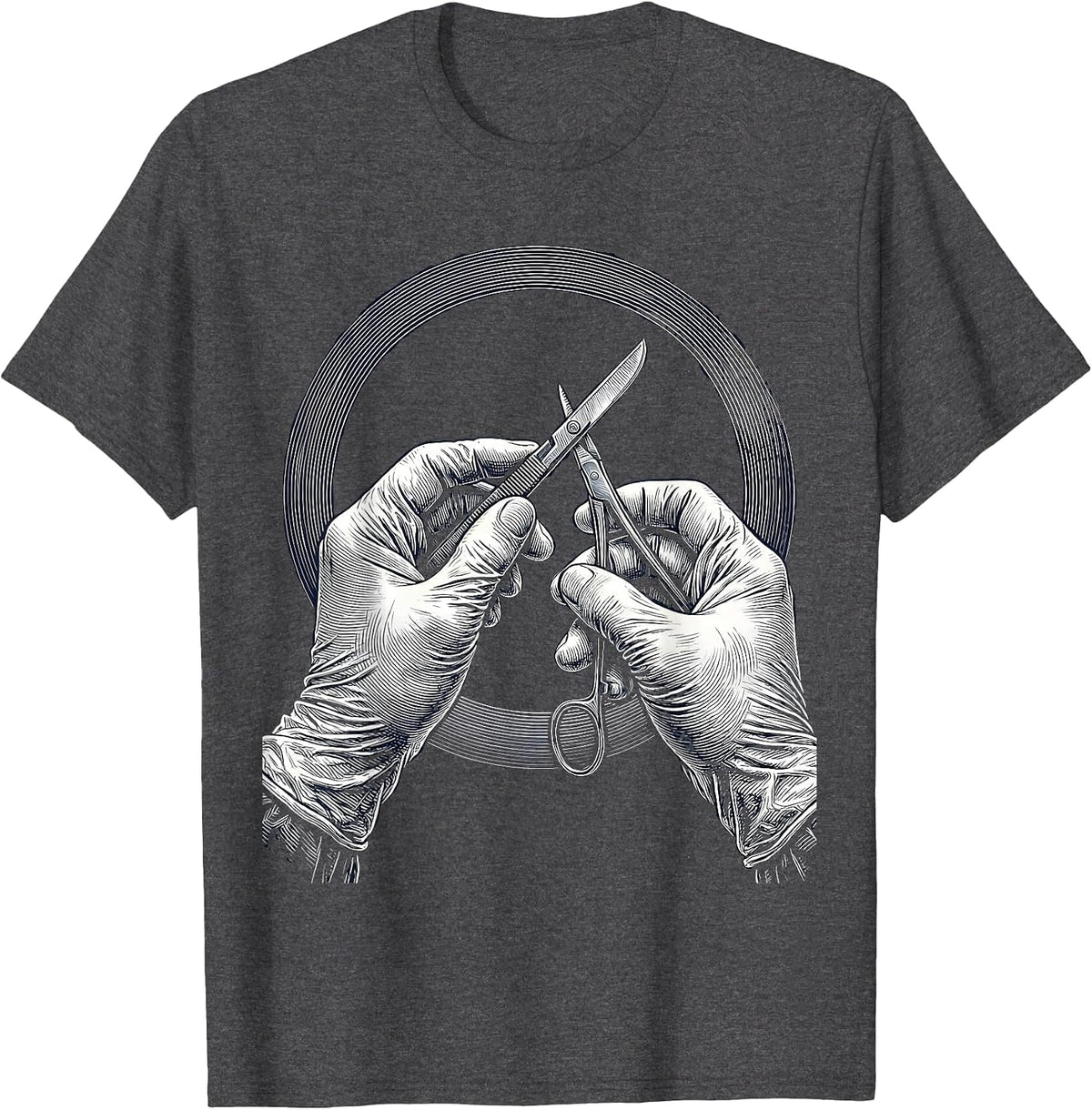 Men's Surgeon Hands Operation Spotlight ED Graphic T-Shirt - Dark Heather Grey