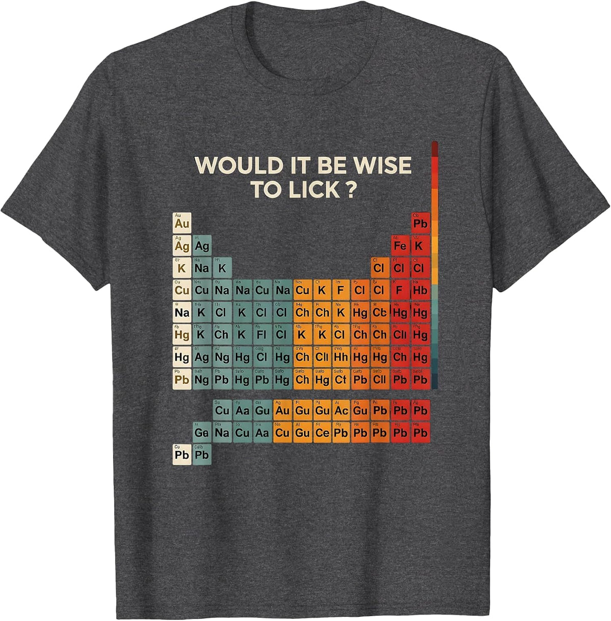 Men's Would It Be Wise To Lick Funny Periodic Table Chemistry T-Shirt - Dark Heather Grey