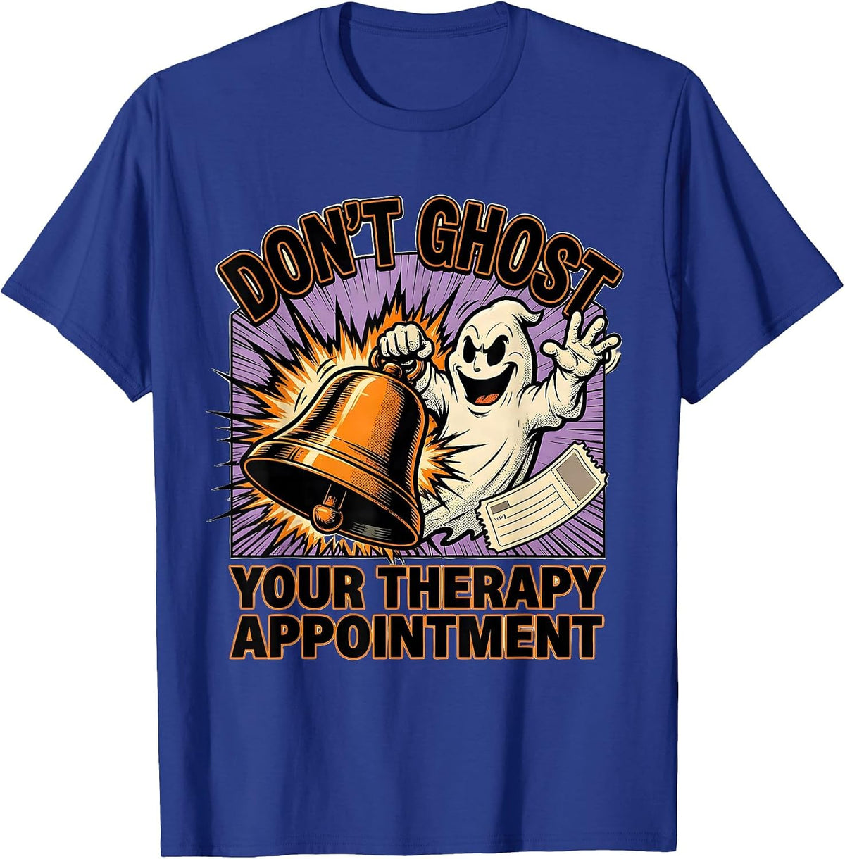 Men's Don't Ghost Your Therapy Appointment Comic Book Ghost T-Shirt - Royal Blue