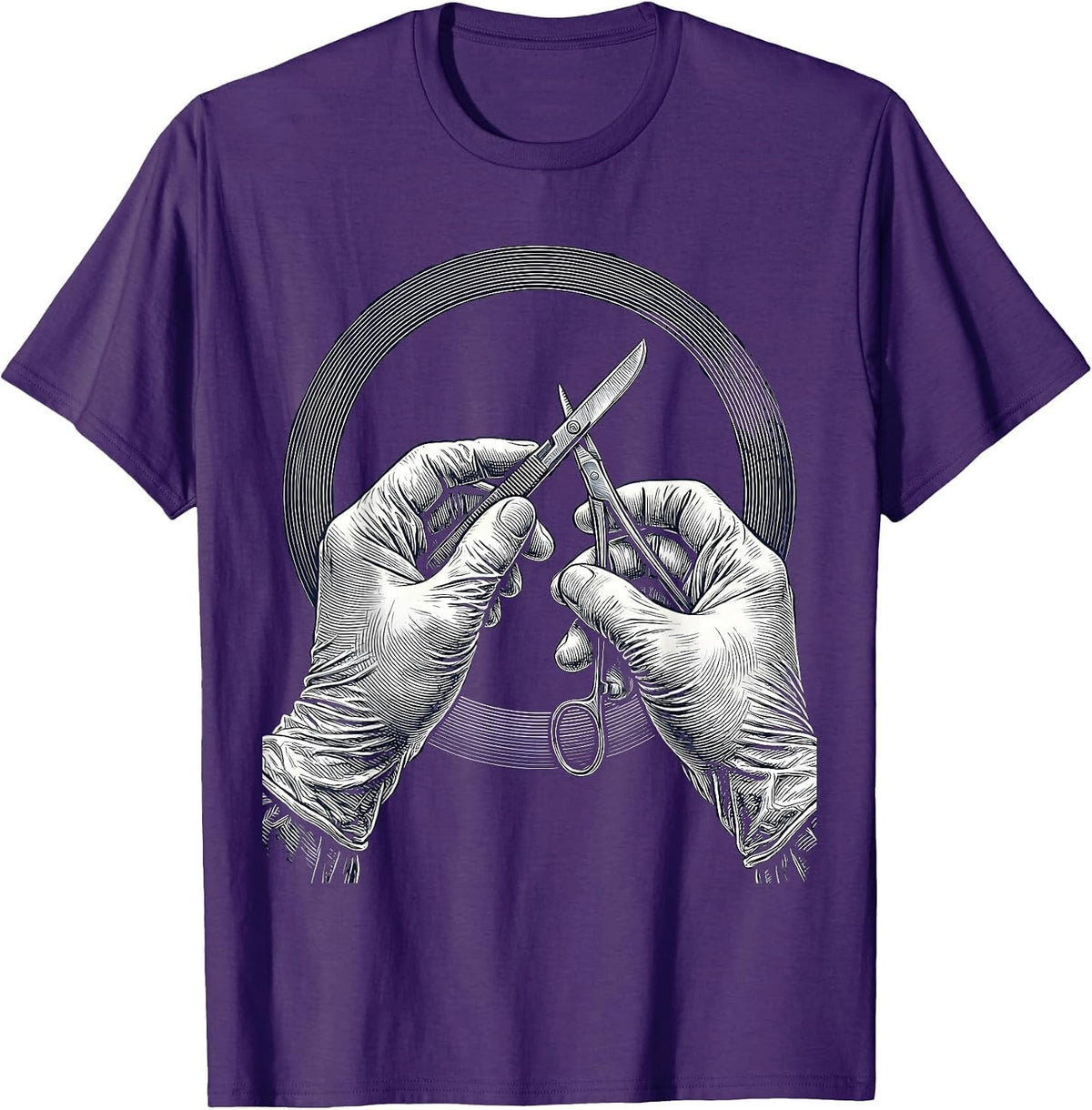 Men's Surgeon Hands Operation Spotlight ED Graphic T-Shirt - Purple