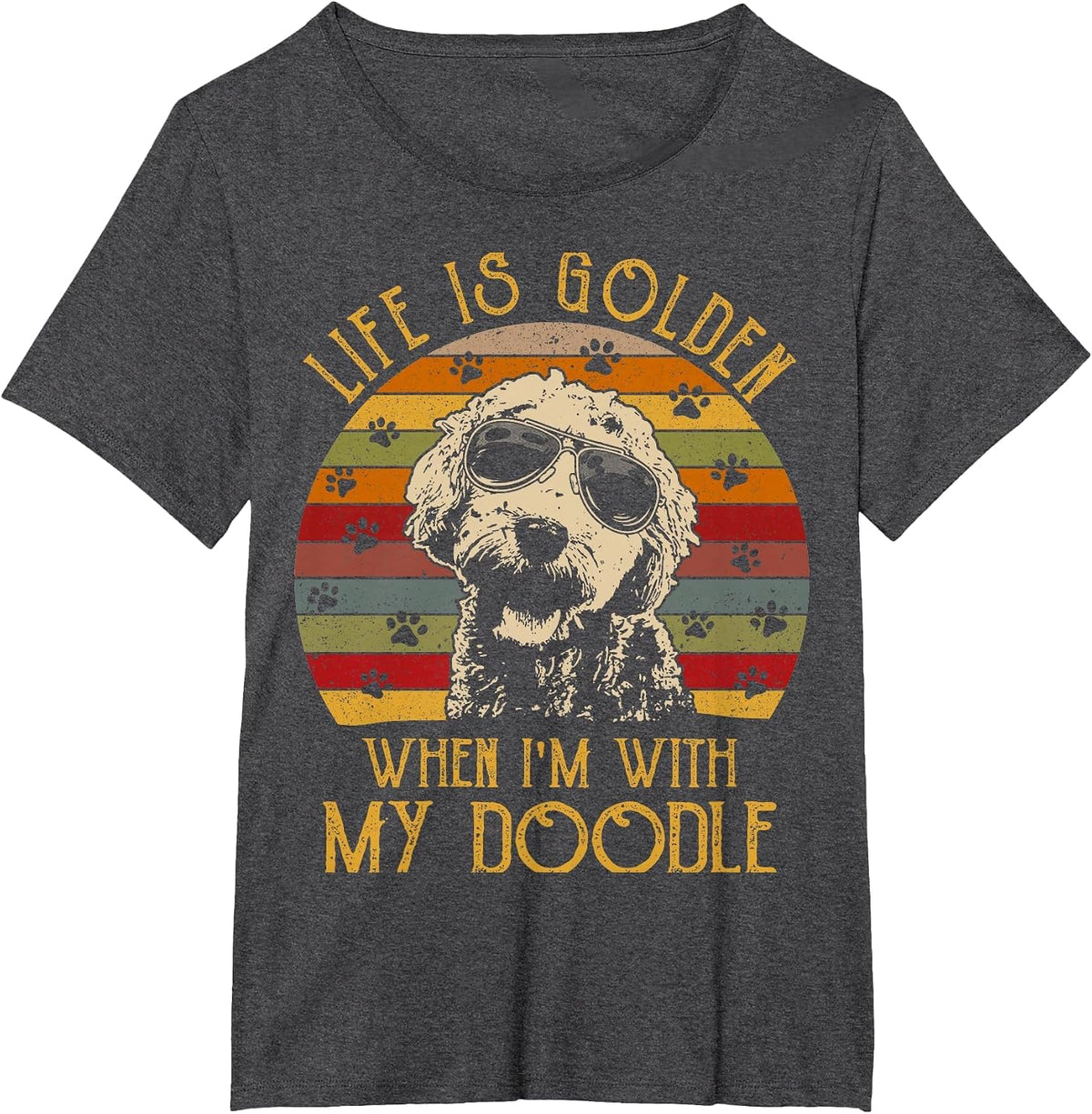 Vintage Life is Golden When Im with My Doodle T-Shirt T-Shirt - Dark Heather Grey