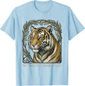 Men's My Favorite Bengal Tiger Art Nouveau Big Cat Portrait Animal T-Shirt - Baby Blue