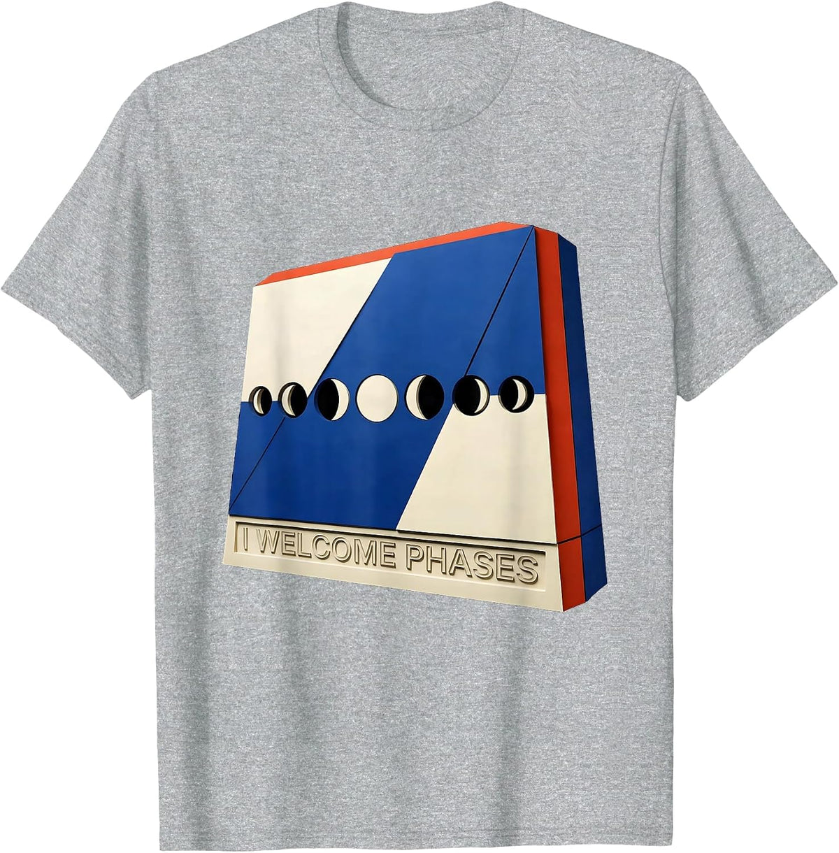 Men's I Welcome Phases Geometric Lunar Cycle Astronomy Astrology T-Shirt - Heather Grey