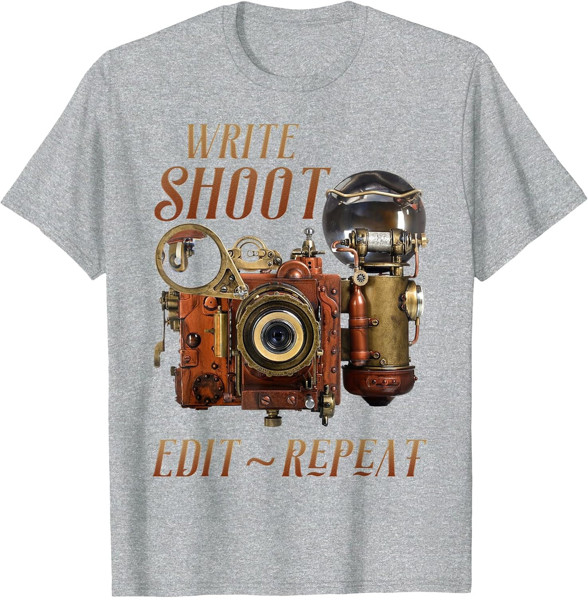 Write Shoot Edit Repeat Steampunk Flash Filmmaker T-Shirt - Heather Grey