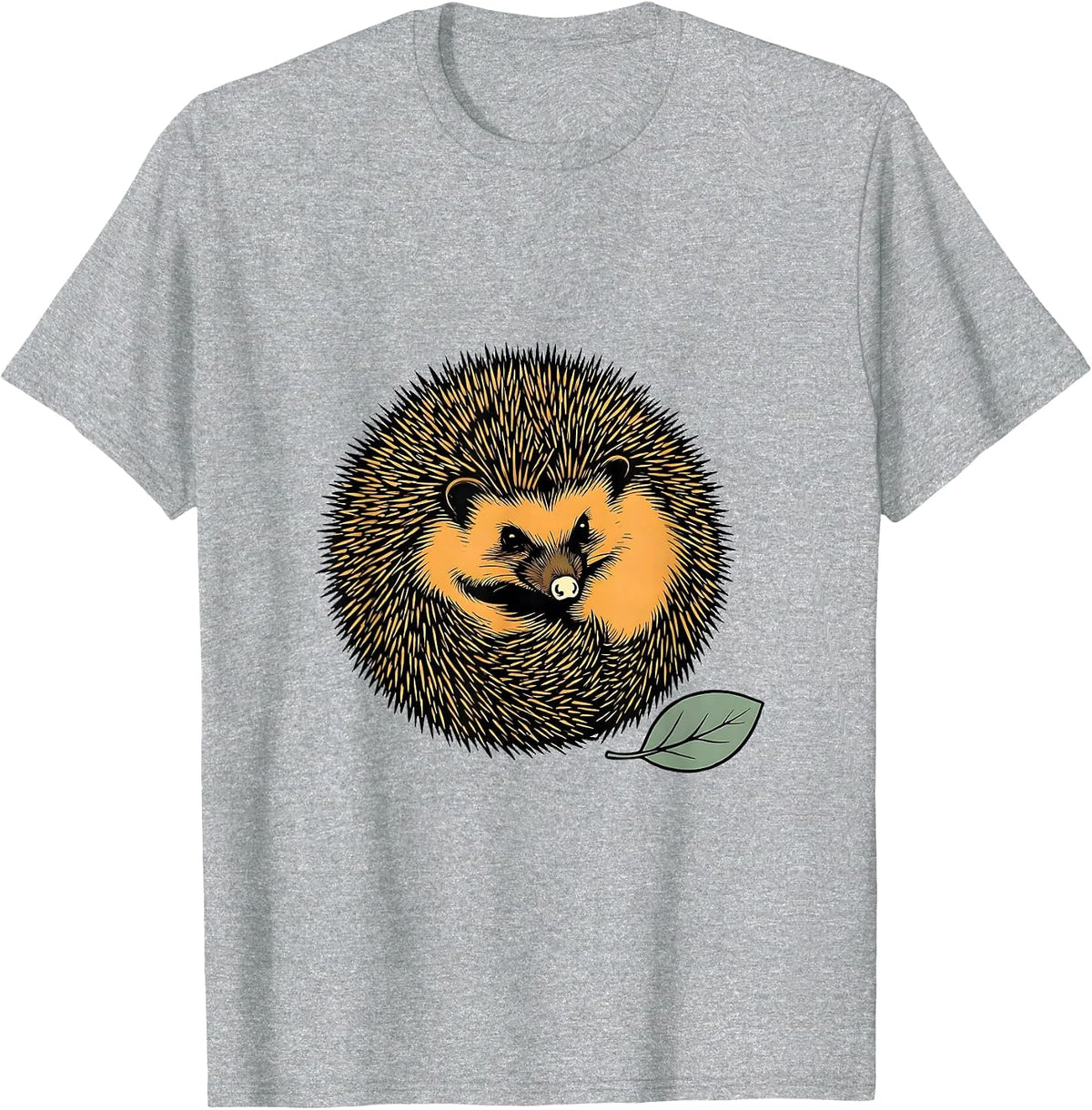 Men's Crescent Hedgehog Cute Animal Lover Humor T-Shirt - Heather Grey