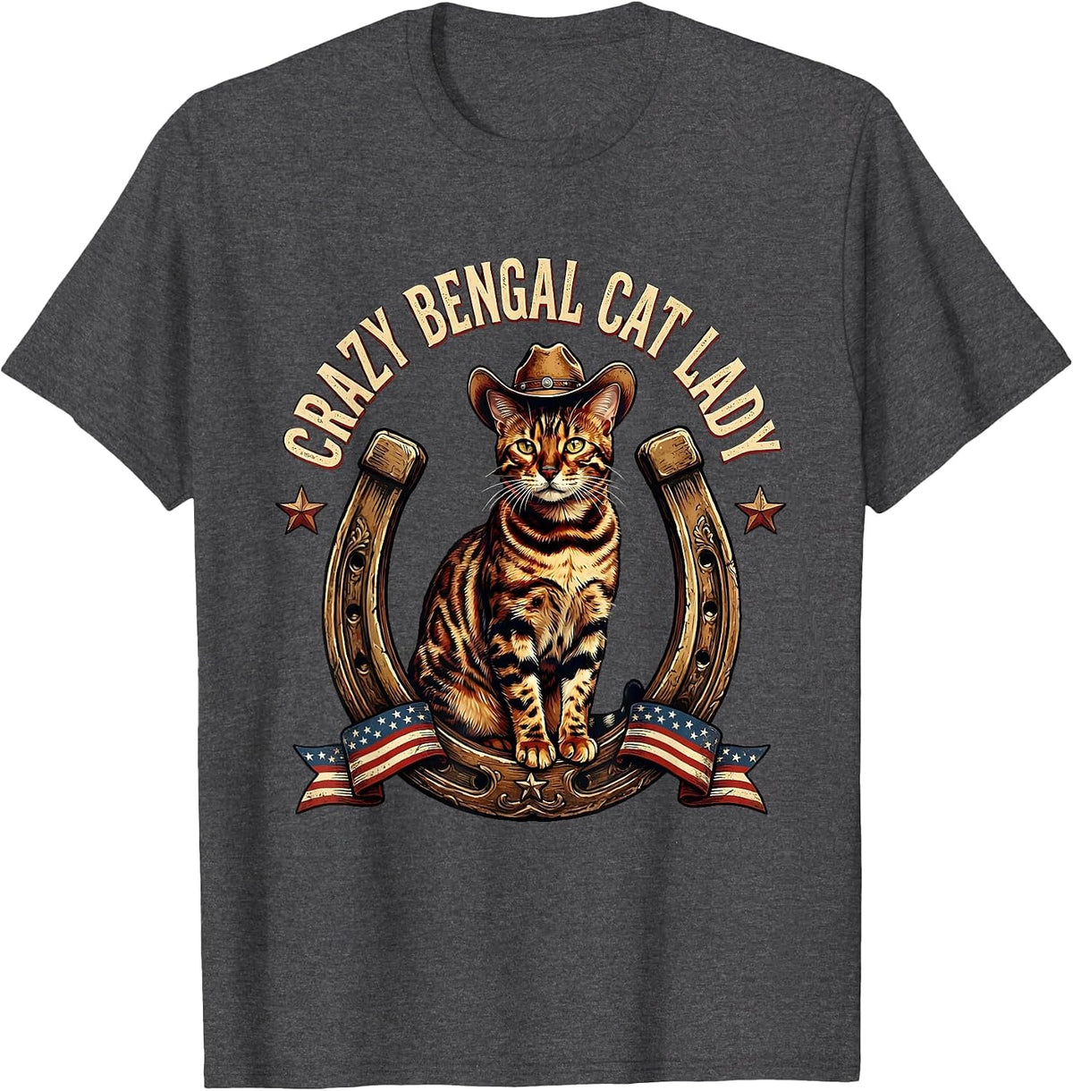 Men's Crazy Bengal Cat Lady Cat Lover Design T-Shirt - Dark Heather Grey
