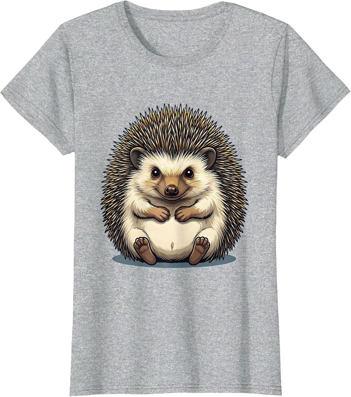 Hedgehog Hug Cartoon Funny Animal Lover Gift T-Shirt - Heather Grey