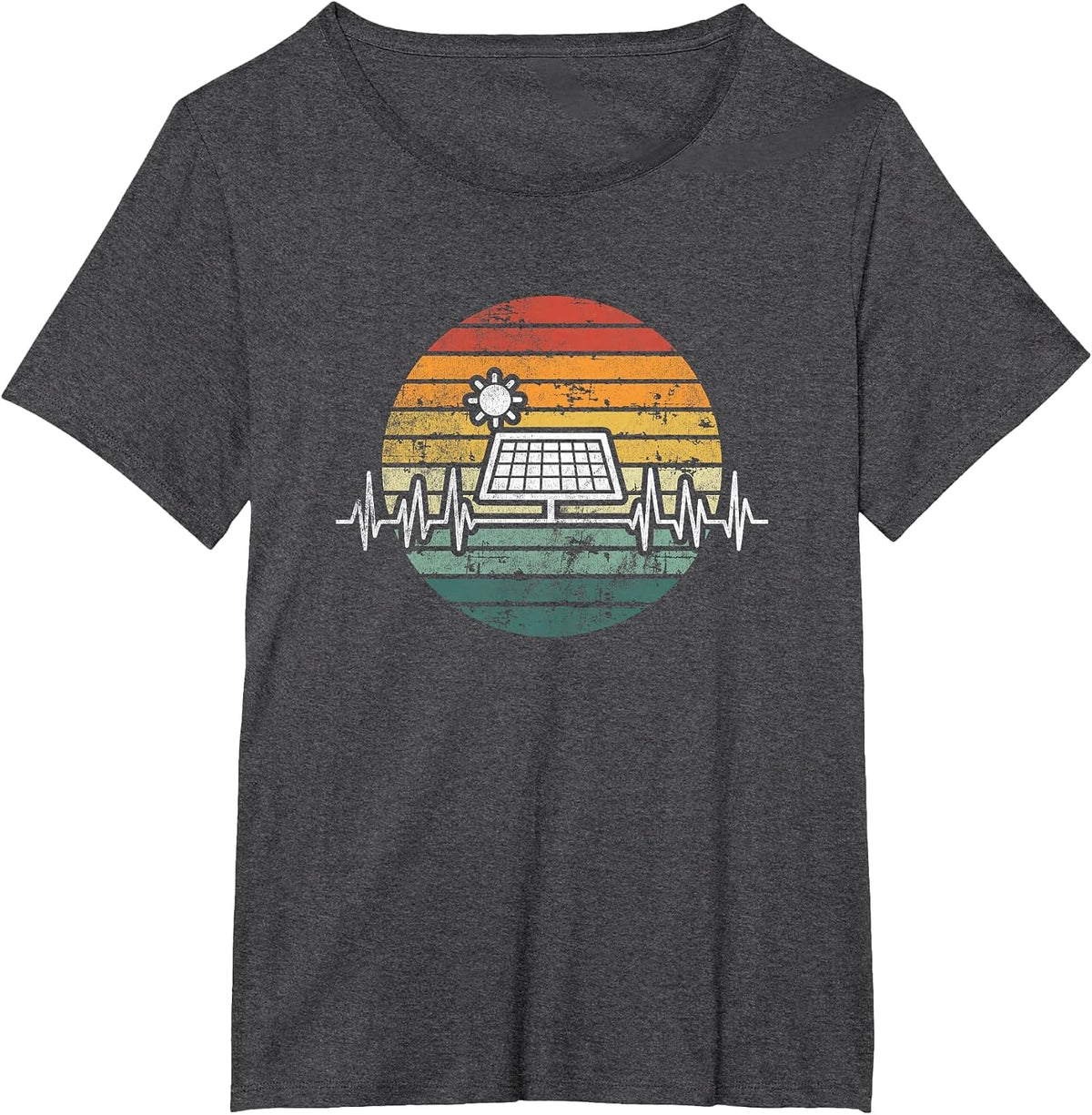 Solar Power Heartbeat Renewable Energy Lover Nature Apparel T-Shirt - Dark Heather Grey