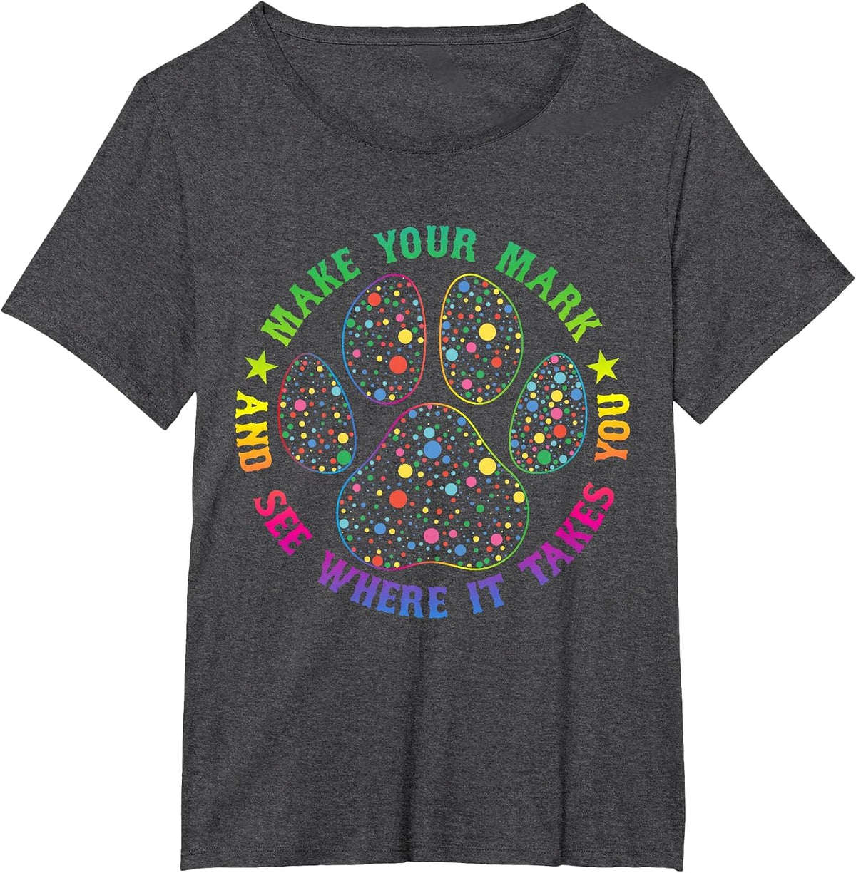 Dog Paw Polka International Dot Day 2023 for Men Women Kids T-Shirt - Dark Heather Grey