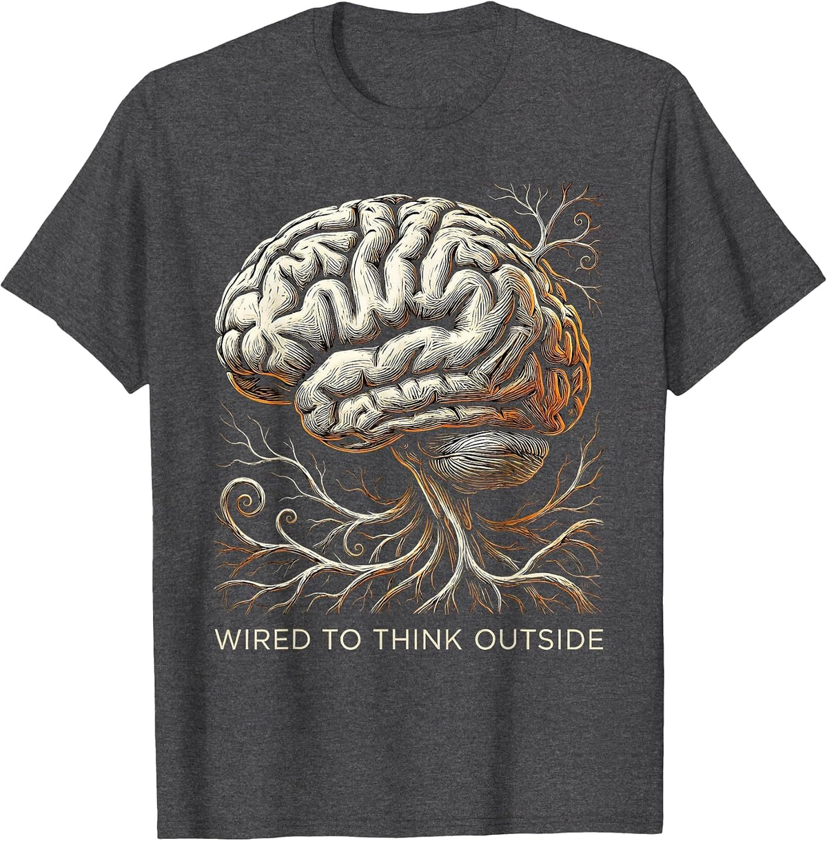 Men's Wired to Think Outside Dyslexia Awareness Design T-Shirt - Dark Heather Grey