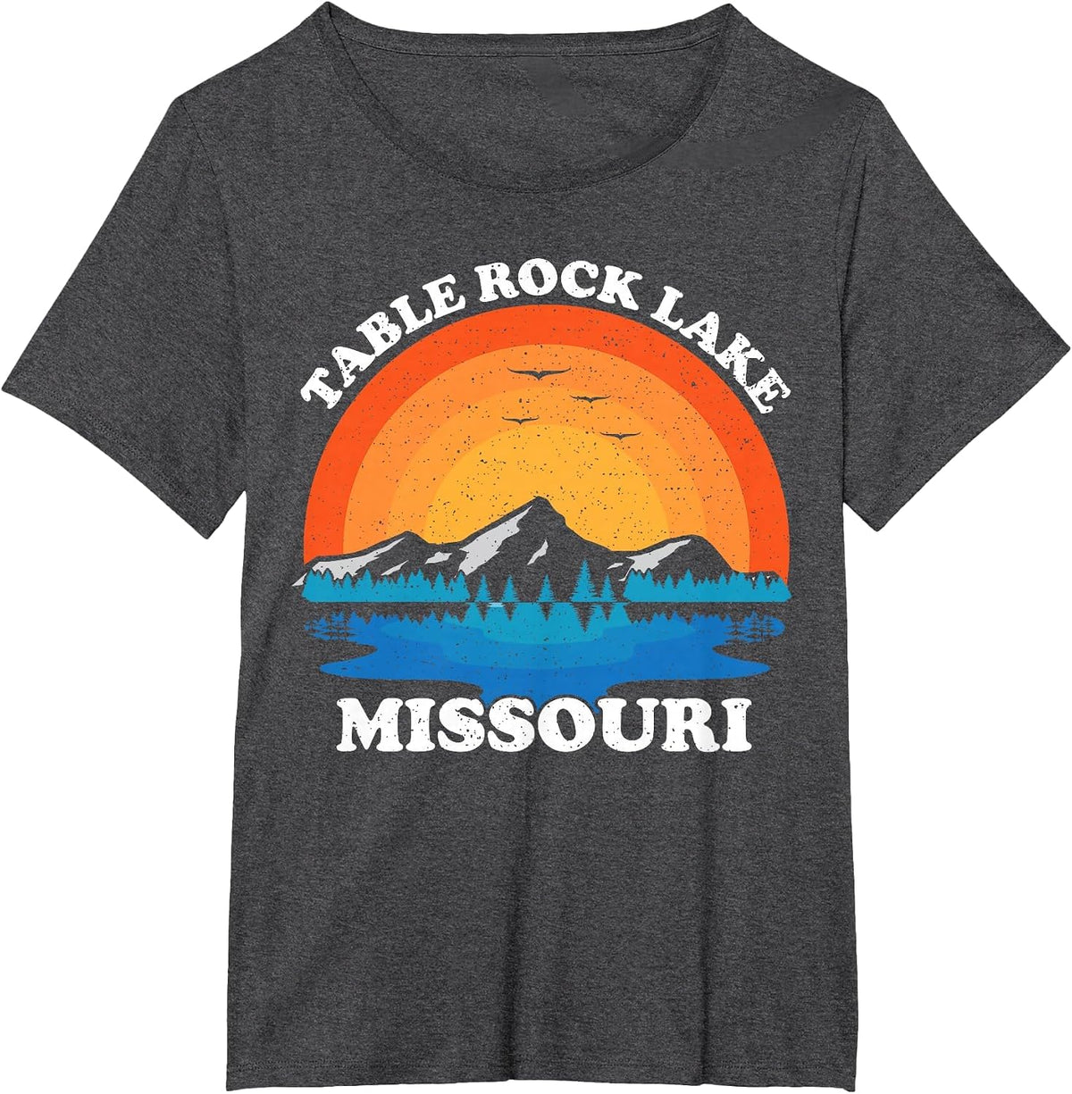Summer Vacation Retro Sunset Missouri Table Rock Lake T-Shirt - Dark Heather Grey