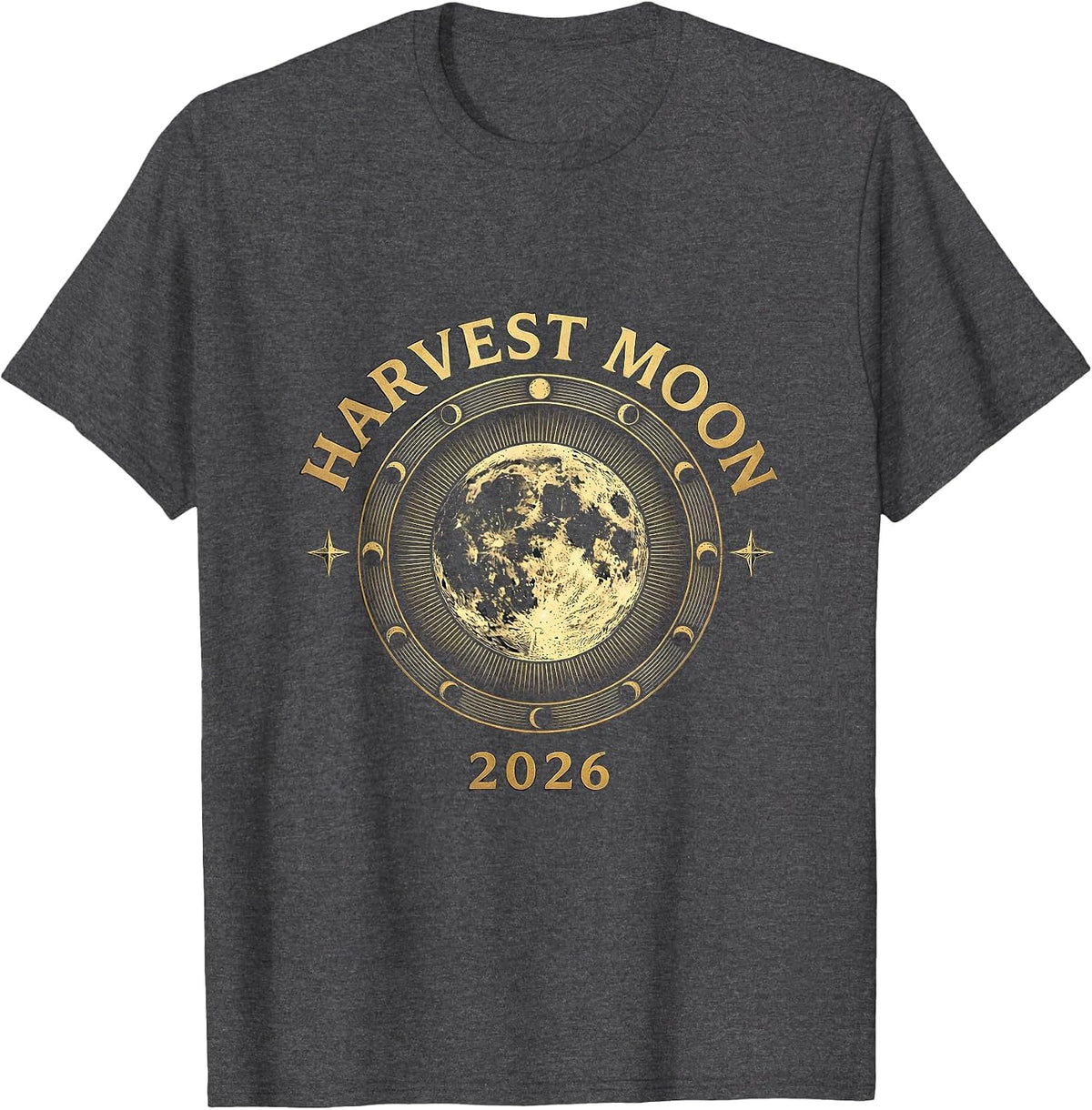 Harvest Moon 2026 Mystic Celestial Astronomy Astrology T-Shirt - Dark Heather Grey