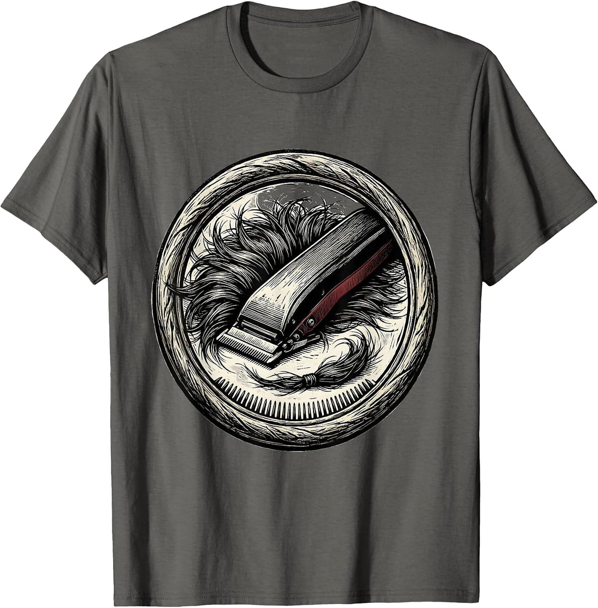 Men's Sealed Clipper Hair Humor Hairdresser Barber Gift T-Shirt - Asphalt Grey