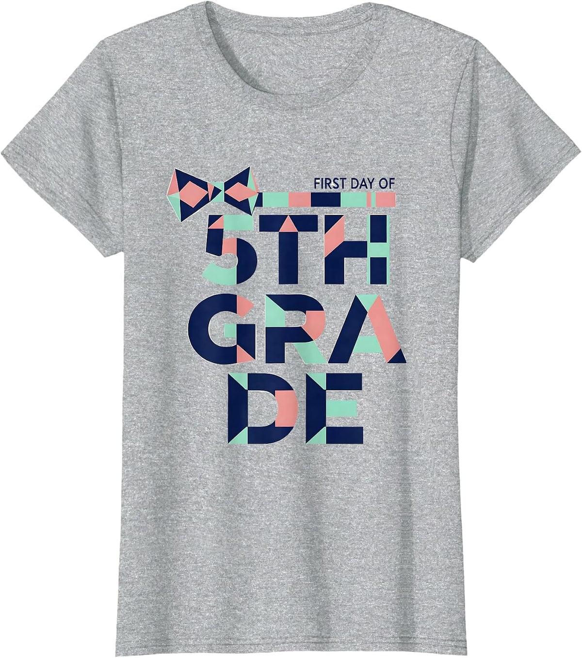 Women's First Day Of 5th Grade Coquette Bow Back To School Girl T-Shirt - Heather Grey