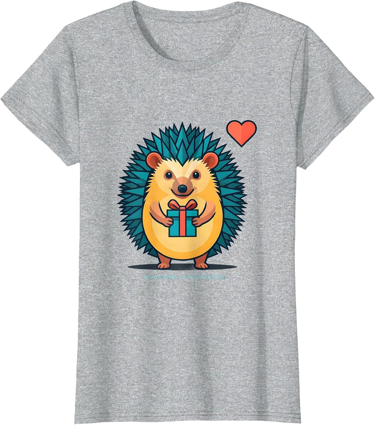 Women's Warm Wishes Hand Delivered Cute Hedgehog Animal Lover Gift T-Shirt - Heather Grey