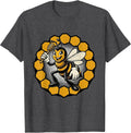 Men's Retro Cartoon Honeybee Character Novelty Humor T-Shirt - Dark Heather Grey