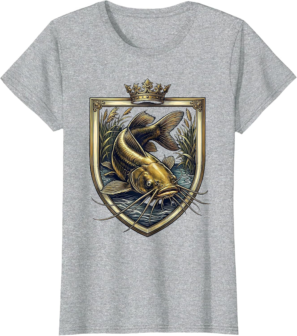 Catfish Lurking in Murky River Depths T-Shirt - Heather Grey