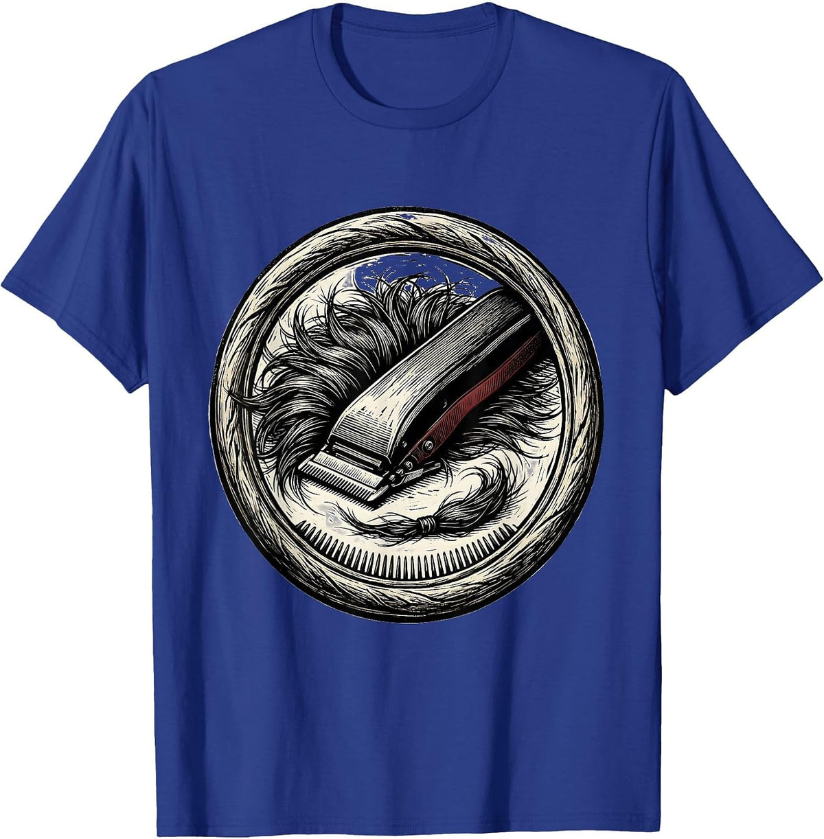 Men's Sealed Clipper Hair Humor Hairdresser Barber Gift T-Shirt - Royal Blue